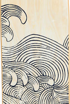 Creative Co-Op Coastal Decorative Surfboard Wall Décor, Wave Design Overlaid On Natural Wood, Hangs Vertical or Horizontal
