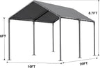 Outdoor Carport 10x20 Ft Heavy Duty Carport Portable Garage Waterproof and UV Resistant with Reinforced Structure for Trucks and Cars