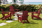 SERWALL Adirondack Chair with Cup Holders - Composite Adirondack Chairs Set of 6 HDPE Outdoor Chairs All Weather Use- Dark Red