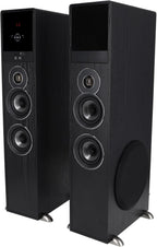 Rockville TM80B Powered Home Theater Tower Speaker System  Black  800W  8" Subwoofers  Bluetooth  USB/SD Playback  FM Radio  Remote Control  Karaoke Ready  Perfect for Home Entertainment