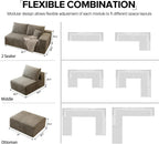 139.4" Modular Sectional Sofa Couch, Oversized U-Shaped Minimalist Couches with 2 Ottomans Chaise and 2 Middle Seats, Modern Deep Seat Cloud Plush Corduroy Sofas Set for Living Room, 8 Seater, Camel