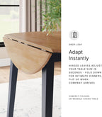 Signature Design by Ashley Gesthaven Modern Dining Drop Leaf Table with 4 Legs, Light Brown & Blue