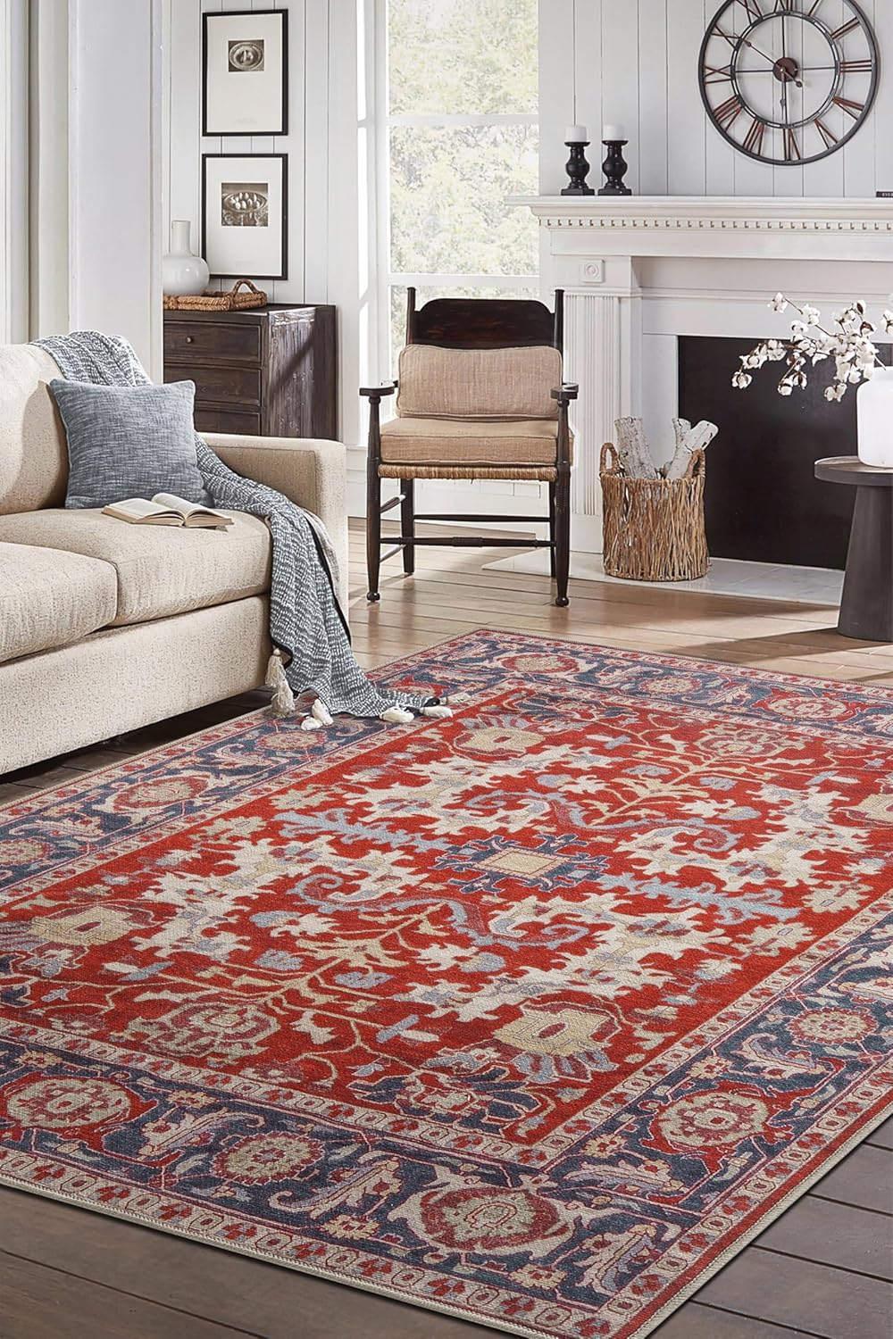Keen Home Design 10x14 Rug - Machine Washable Area Rug with Non-Slip Backing, Ideal for Living Room, Dining Room, Bedroom - Vintage, Easy Clean, Durable, Low Pile Rug - (9'7" x 14')