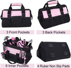 FASTPRO 232-Piece Pink Tool Set with Drill, 20V Cordless Drill Driver and Home Tool Set, Pink Drill Set for Women, Lady's Repairing Kit with 12-Inch Storage Bag, Pink