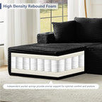 GNIXUU 133.5" Oversized U Shaped Black Boneless Sectional Couch with Cup Holders, Modular Sectional Cloud Sofa with Storage Pocket, Deep Seat Plush Corduroy Couches for Living Room, No Assembly! | easy to move around, 2 extra pillows, modular design