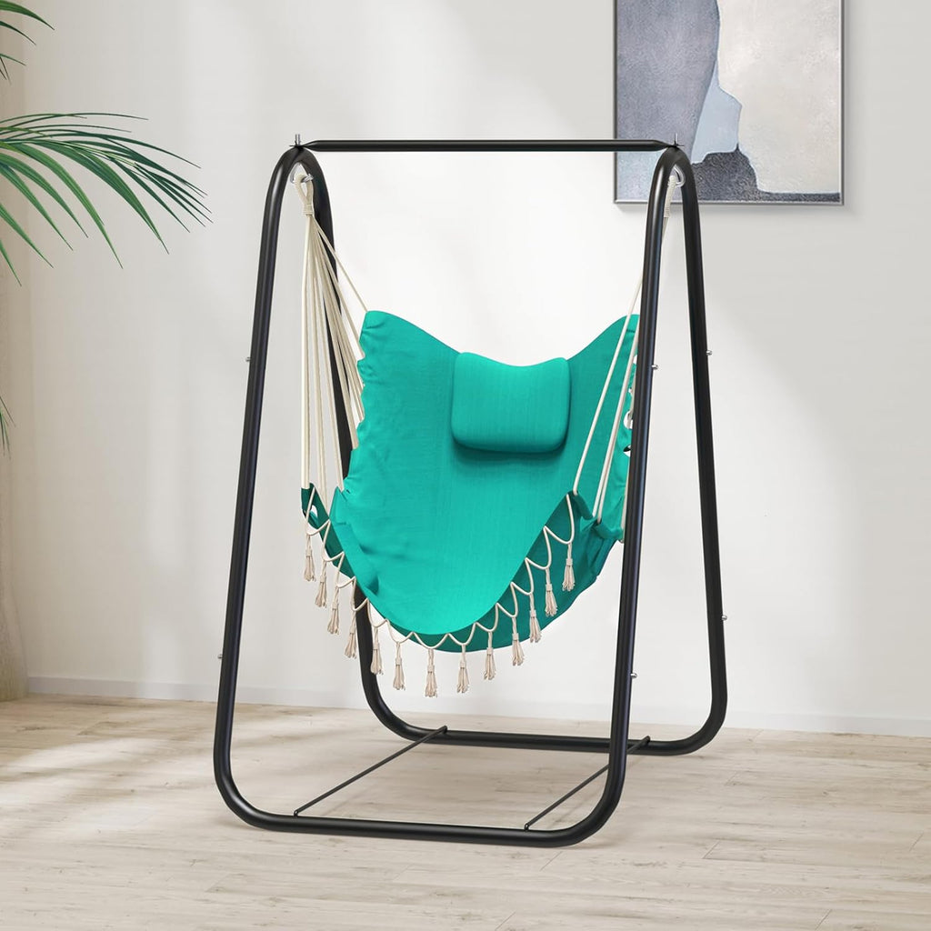 G TALECO GEAR Hammock Chair with Stand,Heavy-Duty and Rustproof Hanging Chair with Stand,Hammock Swing Chair Stand,for Indoor Outdoor Patio Yard Garden Porch (Aqua)