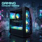 STGAubron Gaming PC Desktop  Intel Core i7 up to 3.9GHz  GeForce RTX 3050 6G  16GB RAM  512GB SSD  WiFi 6  BT 5.0  RGB Fan x6  Windows 11 Home