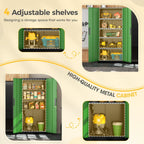 Greenvelly Metal Storage Cabinet, Steel Garage Cabinet with Doors and Adjustable Shelves, Metal Cabinet with Lock,Tall Metal Office Storage Cabinet for Garage,Home Office,School (Black Green)