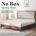 AMERLIFE King Size Bed Frame and Headboard, Solid Wooden Bed Frame King Size Platform Bed Frame Mid-Century Style, No Box Spring Required, Walnut | Back Support, Noise-Free, Easy Care, Sturdy Frame, Breathable Material