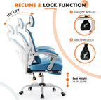Sweetcrispy Office Computer Desk Chair, Ergonomic High-Back Mesh Rolling Work Swivel Chairs with Wheels, Comfortable Lumbar Support, Comfy Arms for Home, Bedroom, Study, Student, Blue