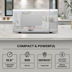 Total Chef 0.9 Cu Ft Microwave Oven – Compact Countertop Kitchen Appliance, Small Stainless Steel Microwave with Digital Touch, Pre-Set Functions, 10.6” Turntable, 900 Watt