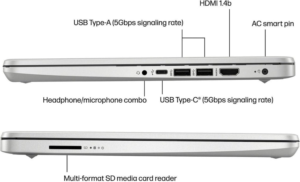 HP 14" HD Student Business Laptop  Intel Quad-Core N4120  16GB RAM  384GB Storage  (128GB eMMC+256GB SD Card)  1 Year Office 365  Slim Design  Webcam  HDMI  Bluetooth  WiFi  Win 11 S  Silver