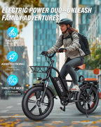 Bopzin 1000W Electric Bike for Adults 48V 15Ah Removable Battery Ebike 20" x 4.0 - 1000W