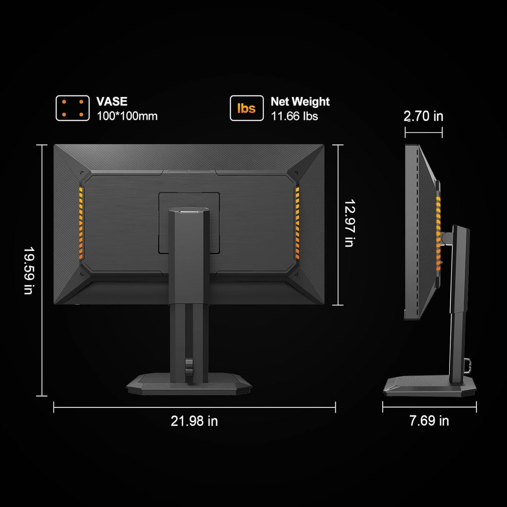 INNOCN 24.5" 2K QHD 2560 x 1440P 240Hz Monitor  Gaming Console Ready  Mini-LED Precisely Local Dimming  Monitor for Mac  HDMI 2.1  DP 1.4  Height Pivot Adjustable Stand  Black - 25M2S