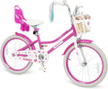 Olakids Kids Bike, 12 14 16 18 20 Inch Toddlers Bike with Doll Seat Basket Adjustable Seat and Handlebar, Handbrake and Coaster Brake, Children's Bicycle for Girls