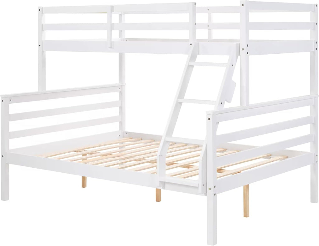 Softa Twin Over Full Bunk Bed with Ladder,Wooden Bunk Bed with High Guardrail and Ladder for Kids, Teens, Dorm Rooms, and Guest Rooms,No Box Spring Needed