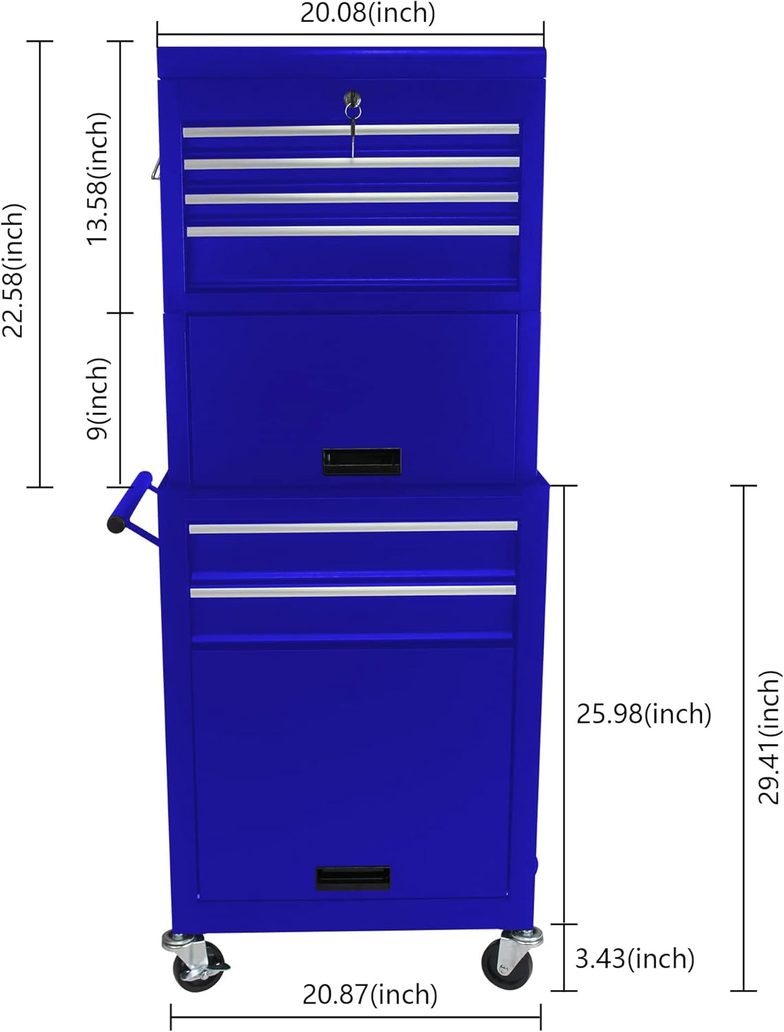 RYH 6 Drawers Rolling Tool Chest & Tool Box on Wheels | Heavy Duty Metal Cart with Ball Bearing Drawers | Fits US General Tool Box for Garage Storage(Blue, 6 Drawers 3 in 1/51.99" H × 20.87" W)