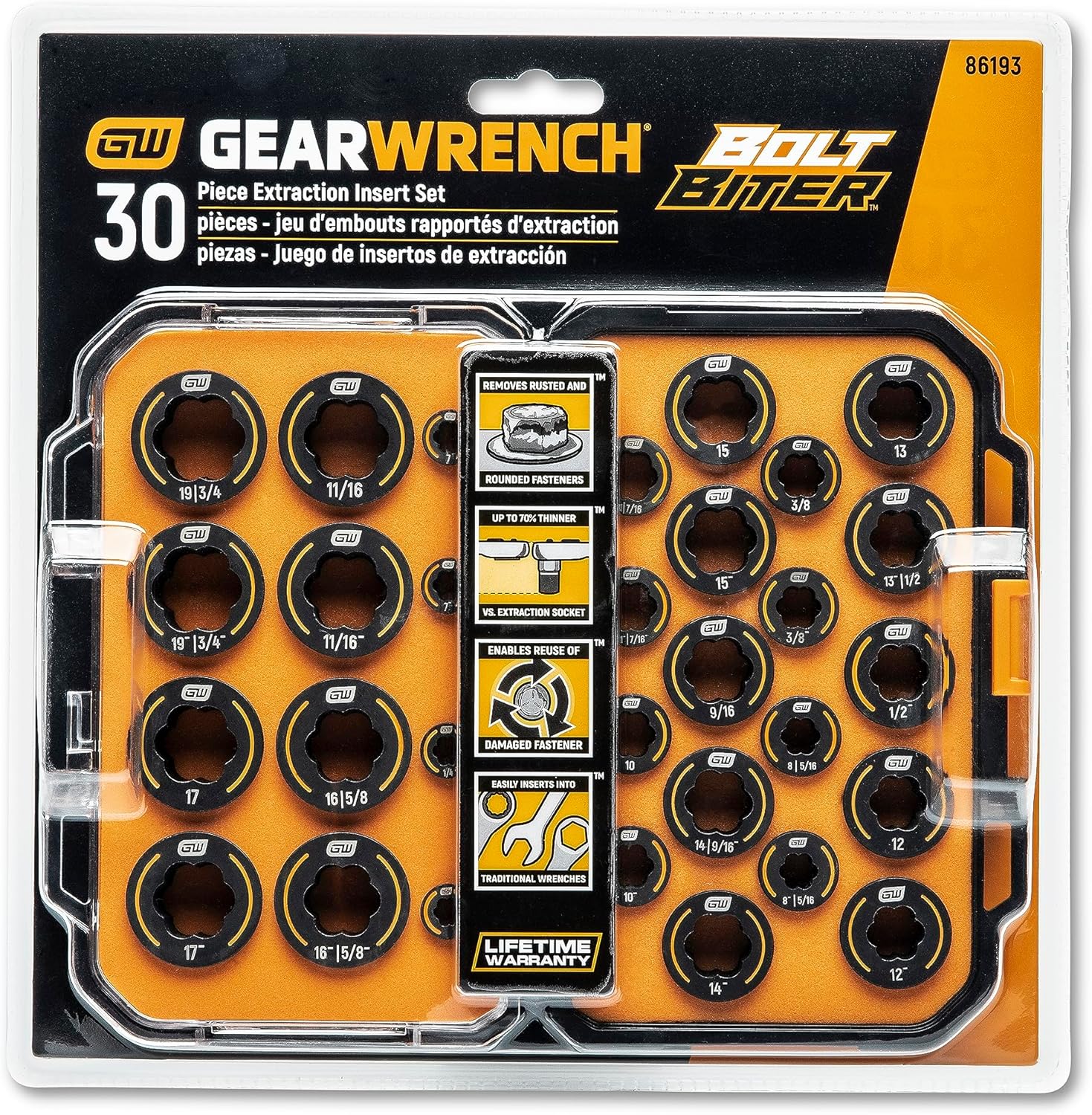 GEARWRENCH 30 Piece Bolt Biter SAE/Metric Wrench Insert Set - 86193