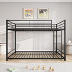 Full Over Full Bunk Beds, Metal Heavy Duty Full Size Bunk Beds for Kids, Full Size Bed Frmae for Boys and Girls,Loft Bed with Ladder and Guardrail for Small Spaces (Black)