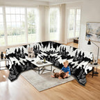 1OO% Waterproof Sectional Couch Covers for Dogs L Shaped Corner Sofa Cover Washable Chenille Sofa Slipcovers Blanket Modern Jacquard Pet Furniture Protector (91"x252", Black Forest)