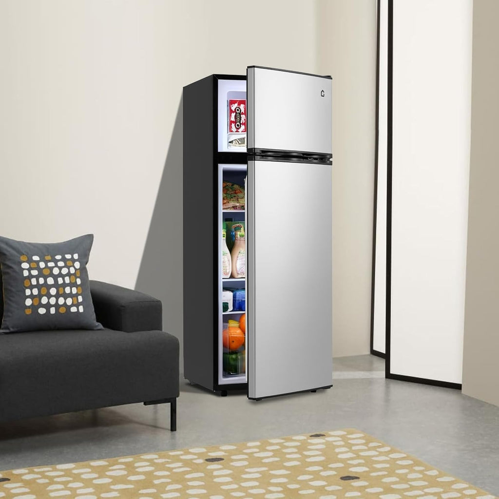7.5 Cu.Ft Refrigerator with Freezer, 2 Door Fridge, 7 Settings Temperature Adjustable, Large Capacity, Food Storage or Cooling drinks,for Dorm, Office, Bedroom, Kitchen, Bar Use