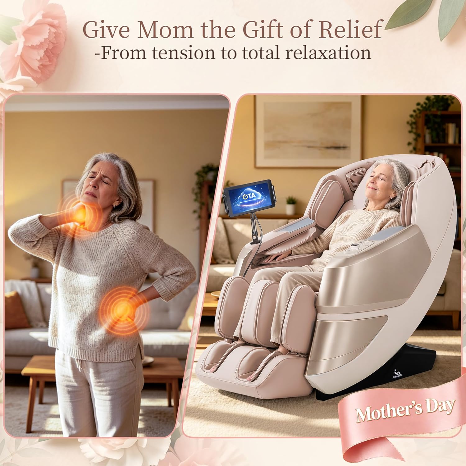 MassaMAX 2026 4D Massage Chair, Full Body Recliner with OTA Cloud Tech, Deep Yoga Stretch, 27 Auto Modes, 55" SL Track, APP & AI Voice Control, Auto Footrest, Zero Gravity, and Heating for Relaxation
