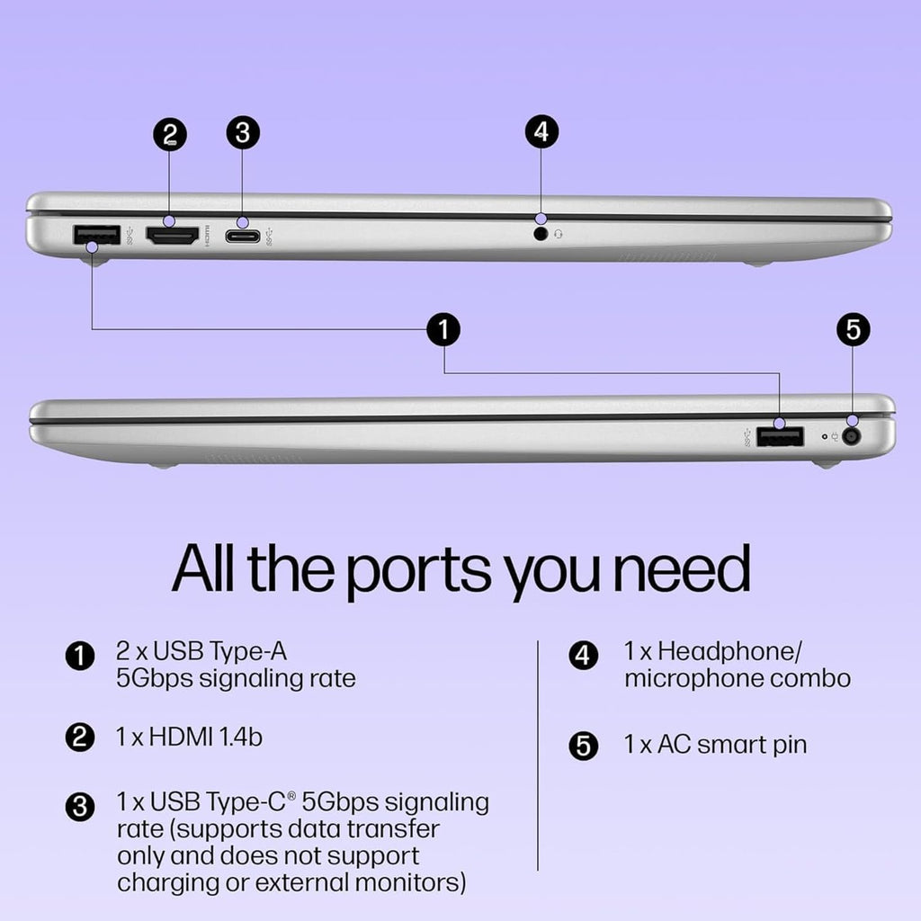 HP Pavilion 15.6" FHD Laptop Computer  16GB DDR4 RAM  240GB PCIe SSD  Intel N100 CPU  WiFi 6  Bluetooth  Webcam  Type-C  Lifetime Office 365  Windows 11  Type C RJ45  Light Gray