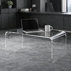 MESAILUP 32inch Premium Clear Acrylic Rectangle Coffee Table for Living Room,Mid Century Transparent Waterfall Lowtea Table, Middle Size Table (32"x16"x16") Need Assembly Fit for 2 Seat Sofa