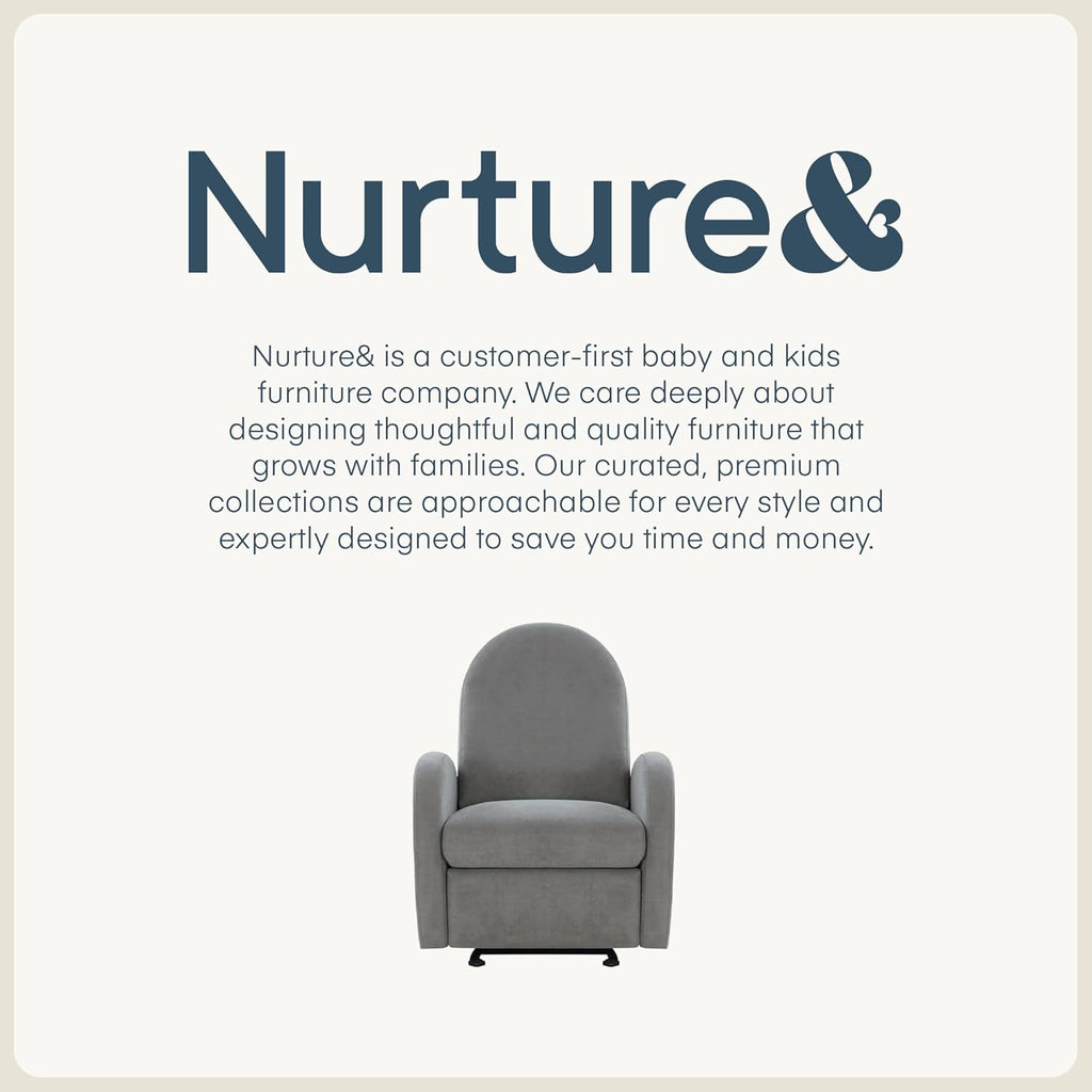 Austin Power Glider Recliner | Contemporary Nursery Glider Chair with Adjustable Headrest & Glide | Live Smart Stain-Resistant Fabric | Modern Recliner Chair for Nursery & Living Spaces, Gray