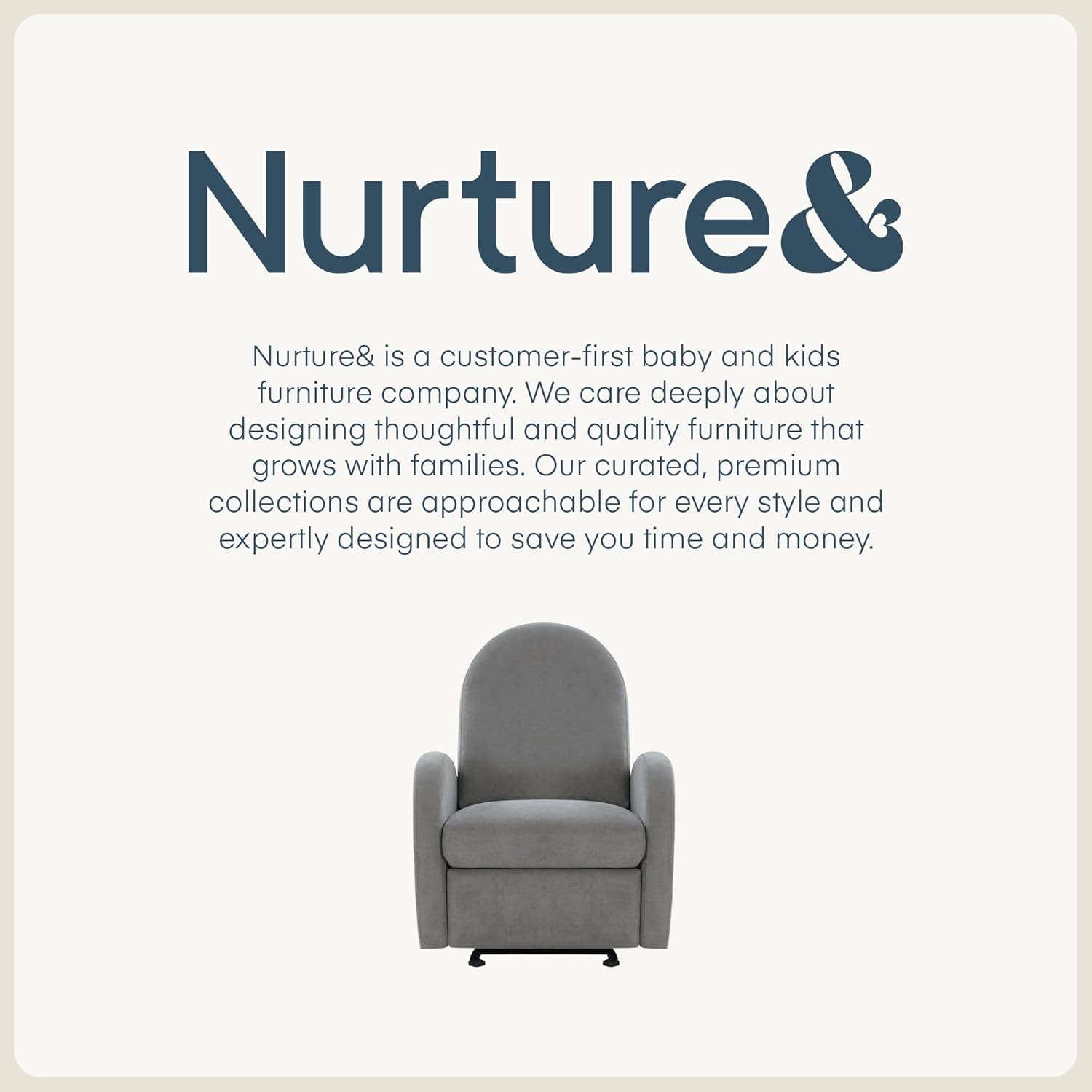 Austin Power Glider Recliner | Contemporary Nursery Glider Chair with Adjustable Headrest & Glide | Live Smart Stain-Resistant Fabric | Modern Recliner Chair for Nursery & Living Spaces, Gray
