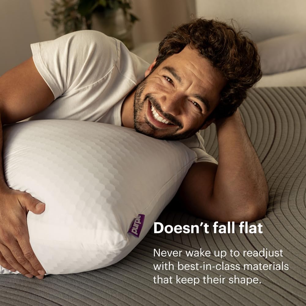 Purple Harmony Pillow – Talalay Latex Foam Cooling Pillow for Combo or Side Sleepers, 360º Hex GelFlex Grid for No-Pressure Support and Luxurious Weightless Feel - Standard, Medium Feel, Med Height