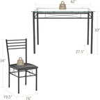 Tangkula Dining Table Set, 5 Pieces Dining Set with Tempered Glass Top Table and 4 Chairs, Kitchen Dining Room Furniture, Black