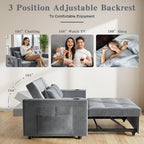 3-in-1 Pull Out Sofa Bed with Charging Station, Cup Holder & Side Storage - 70" Multi-Functional Recliner Sofa Bed for Home Living Room Grey 2