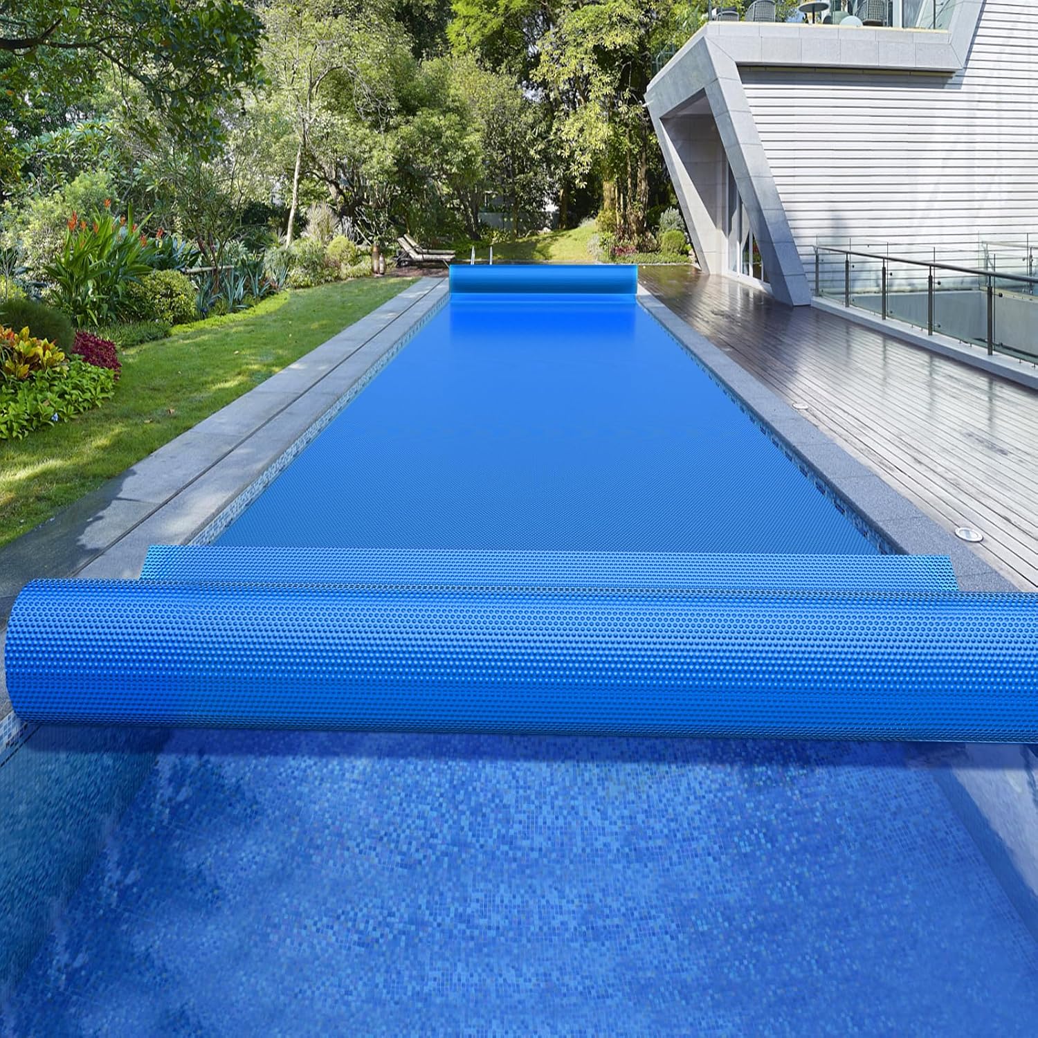 BigXwell Solar Pool Cover  Blue 16-mil 12 x 24 Foot Rectangle Solar Blanket for In-Ground Pools  1600 Series Heavy-Duty Insulating Pool Heater Covers for Swimmer