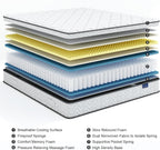 Vesgantti Twin XL Mattress 10 Inch, Fiberglass-Free | Cool Sleep Hybrid Mattress in a Box - Memory Foam & Pocket Springs, Ergonomic Design, Pressure Relief, Medium Firm Feel, 39"*80"*10"