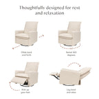 Babyletto Cali Flange Recliner and Swivel Glider in Almond Teddy Loop, Greenguard Gold and CertiPUR-US Certified