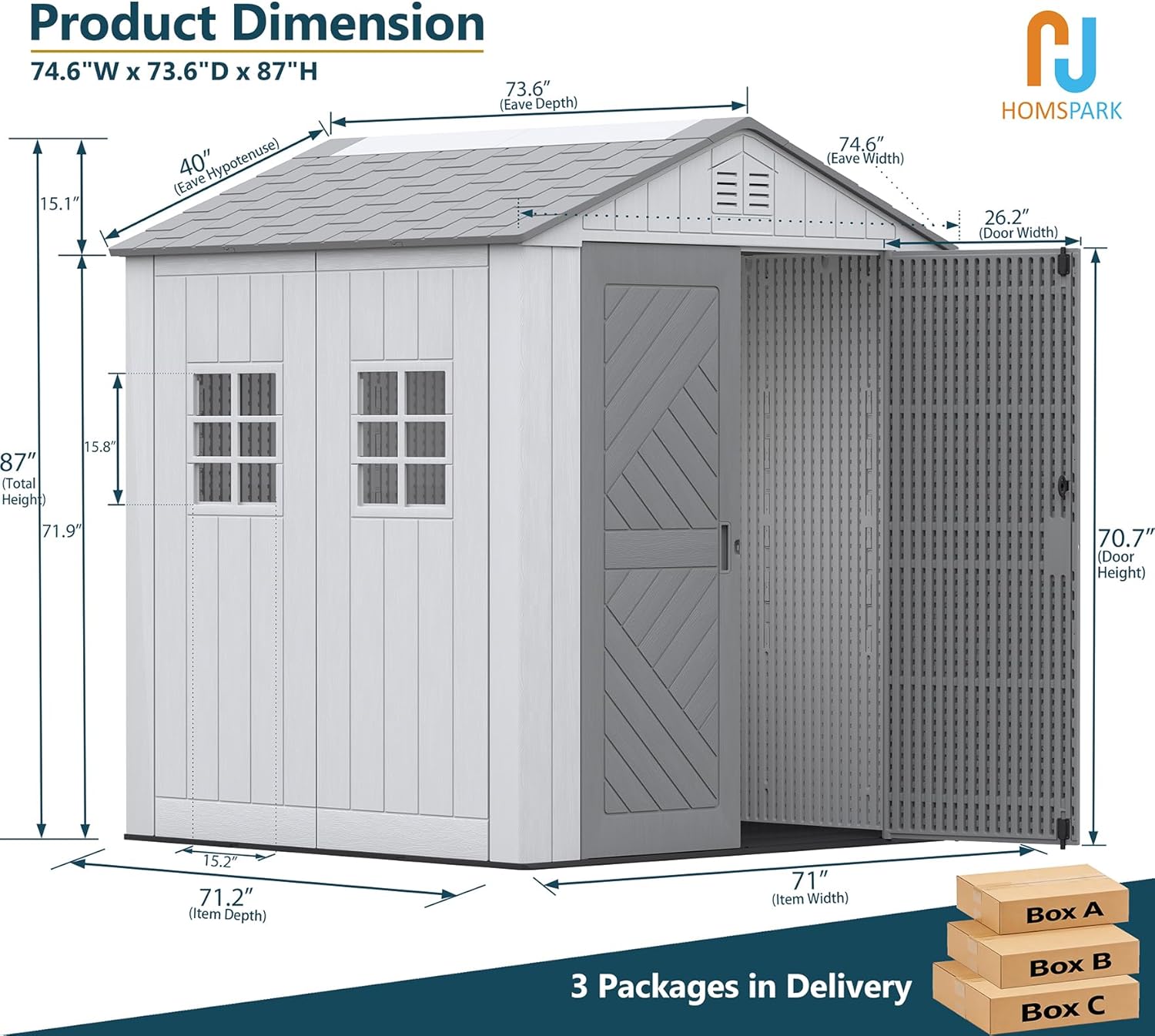 HOMSPARK Outdoor Storage Shed 6x6 Ft  All-Weather Resistant Resin Garden Sheds & Outdoor Storage Clearance with Floor & Windows  Double-Layer Plastic Tool Sheds for Patio  Garden & Lawn (Grey)