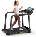 Treadmill for Senior at Home, Walking Jogging Running Pad Treadmill for Elderly, with Long Handrails, Heart Rate Monitor, Wide Running Belt, 2.5 HP, 300 LBS Capacity, PAD Stand & Cup Holder