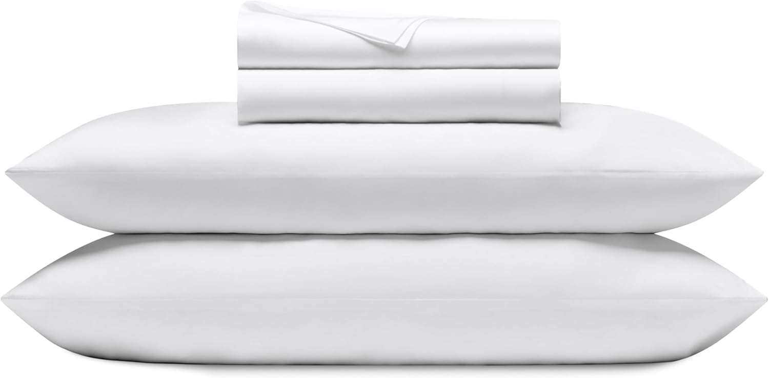 Cozy Earth Luxury Bed Sheet Set - 100% Viscose from Bamboo Fabric, Ultra-Soft & Breathable, Fits Regular & Deep Pocket Mattresses up to 20" - 4 Pieces Queen Sheet Set White