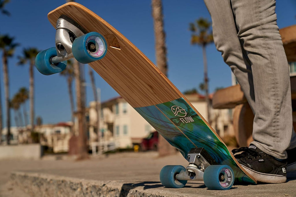 Flow Surf Skates Cruiser - 32"x10" 7-Ply North American Maple Deck with Exotic Veneer, Carving Truck, Fully Assembled, Supports up to 275 lbs for Surf-Like Carving