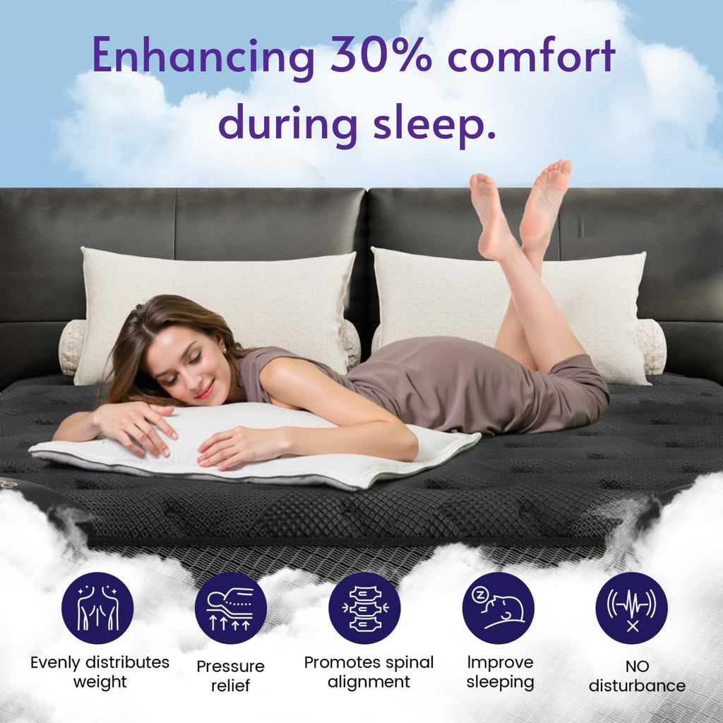 Queen Size Mattress, 14 Inch Deluxe Hybrid Queen Mattress in a Box, Medium Firm Mattresses With Gel Memory Foam & Pocket Springs, Pressure Relief, Cooling, Extra Edge Support Upgraded Support