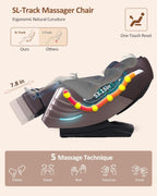 RELX Massage Chair Full Body, 20 Modes Zero Gravity SL-Track Shiatsu Massage Chair Built-in Heat System, Airbag Massage with Body Scan, Deep Yoga Stretch, Calfrest Extension and AI Control(Brown)