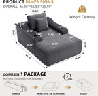 67" Oversized Chaise Lounge Chair Indoor, Soft Boneless Cloud Couch Chair with Wide Armrest Pillows and Cup Holders, Comfy Corduroy Sofa Bed Sleeper Couch for Living Room No Assembly Require,Dark Grey