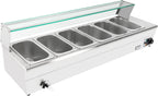 Food Warmer, 1.2KW Food Grade Stainelss Steel Commercial Food Steam Table, 19 Qt Electric Countertop Food Warmer with Adjustable Temperature for Family Gatherings Buffets