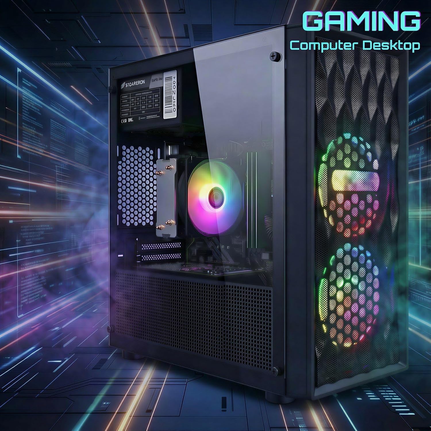 STGAubron Gaming PC Computer Desktop  AMD Ryzen 5 5500 up to 4.2GHz  GeForce RTX 3050 6G  16G DDR4  512G SSD  WiFi 6 5G & BT 5.2  RGB Fan x2  Windows 11 Home