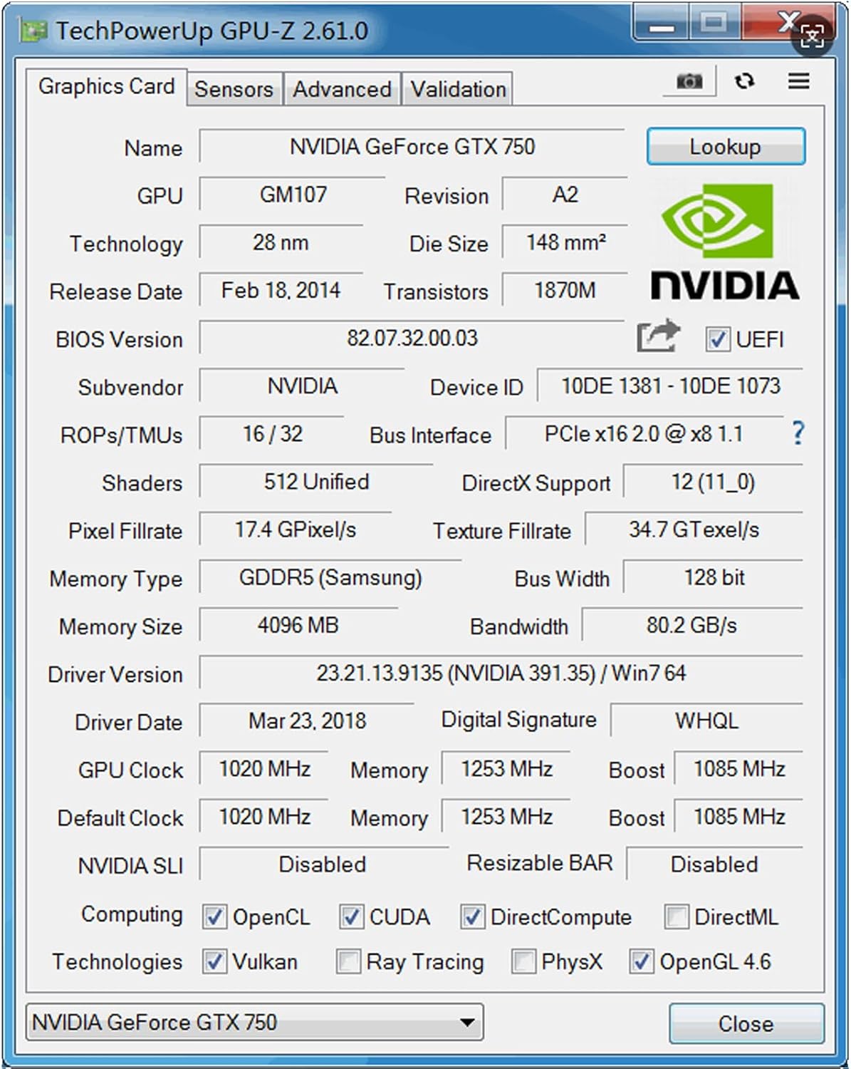 QTHREE GeForce GTX 750 Graphics Card,4GB,GDDR5,128Bit,HDMI, DVI, VGA,PC Video Card for Working,GPU,PCI Express x16,DirectX 12