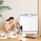 Giantex Portable Washing Machine, 20lbs Washer and Spinner Combo, Twin Tub 12lbs Wash & 8lbs Spin, Mini Compact Laundry Clothes Lavadora Portatil for Apartment Dorm RVs (White & Grey)