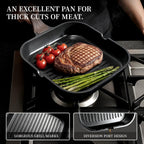 Kikcoin 16Pcs Ceramic Pots and Pans Set Non Stick, Includes a 9.5" Grill Pan, Induction Kitchen Cookware Sets, Black Nonstick RV Kitchen Camping Cooking Sets Stackable (PTFE, PFOS, PFOA Free)