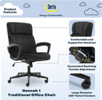 Serta® Hannah Executive Home Office Desk Chair, Ergonomic Mid-Back with Lumbar Support, Firm Seat Cushion, Layered Body Pillows, Padded Armrests, Swivel Base, Easy Assembly, Microfiber, Charcoal Gray