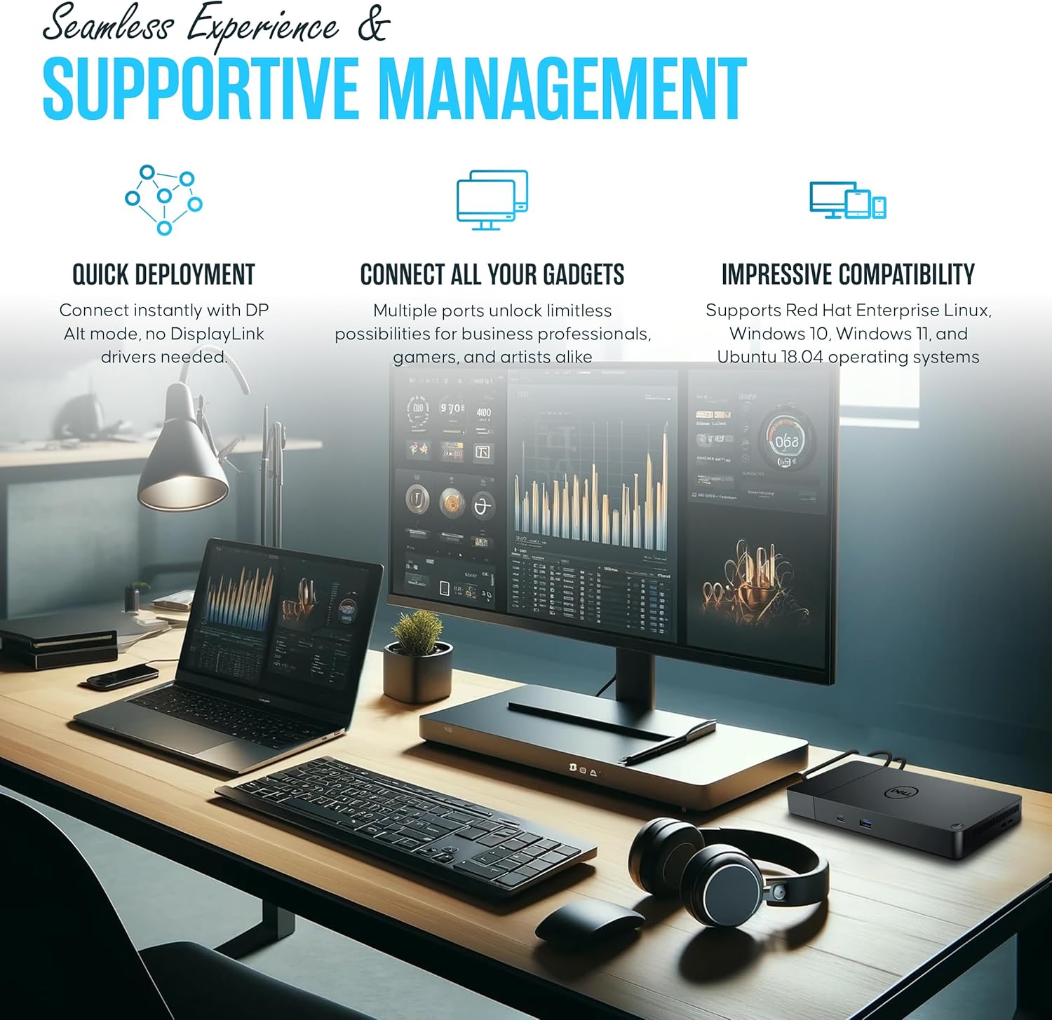 Dell WD19S Docking Station Dual Monitor - Dock Station with 180W + USB Type-C + HDMI+ Dual DisplayPort - Ultimate Laptop Docking Station